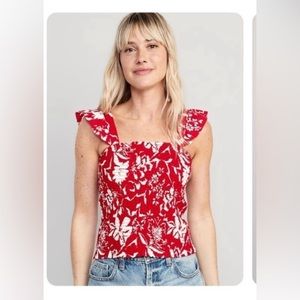 Old Navy fitted ruffle- trim top